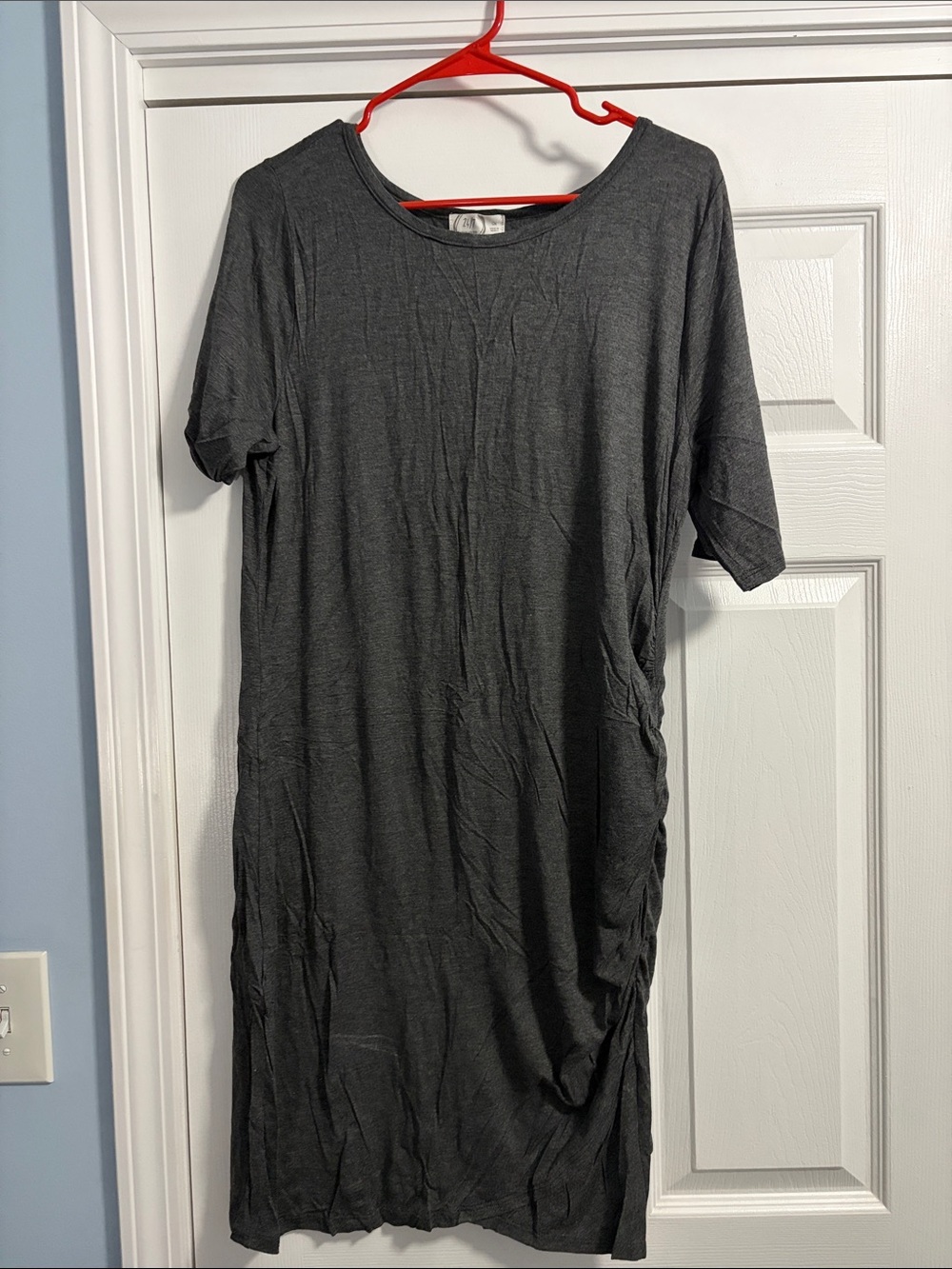 Relaxed Midi T-Shirt Dress - Charcoal Gray